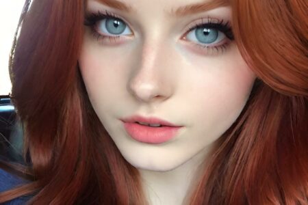 AI girl with red hair wallpaper