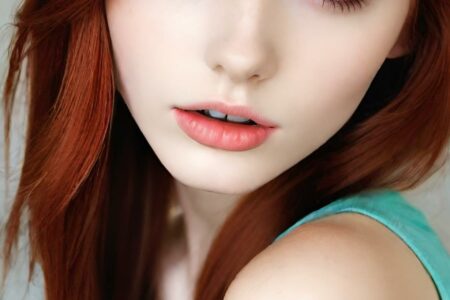 AI girl with red hair wallpaper