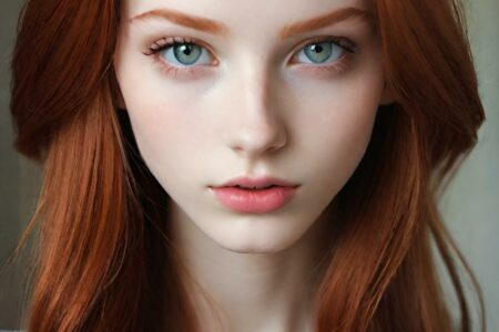 AI girl with red hair wallpaper