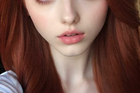 AI girl with red hair wallpaper