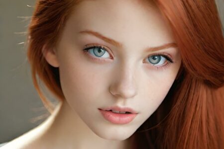 AI girl with red hair wallpaper
