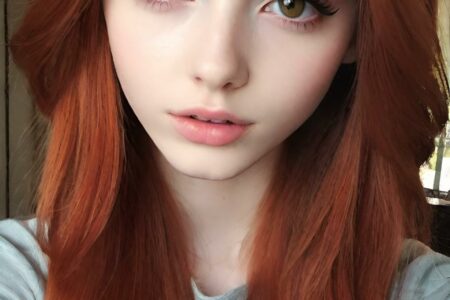 AI girl with red hair wallpaper