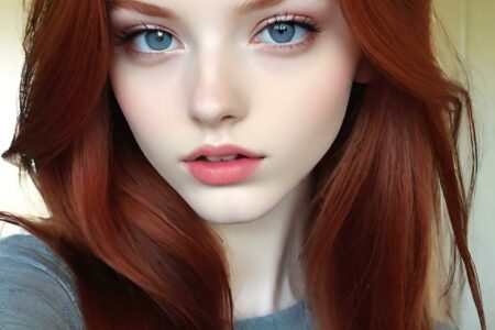AI girl with red hair wallpaper