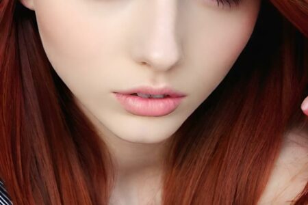 AI girl with red hair wallpaper