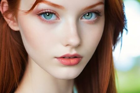 AI girl with red hair wallpaper