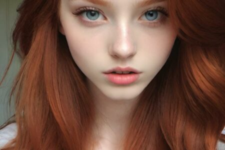 AI girl with red hair wallpaper