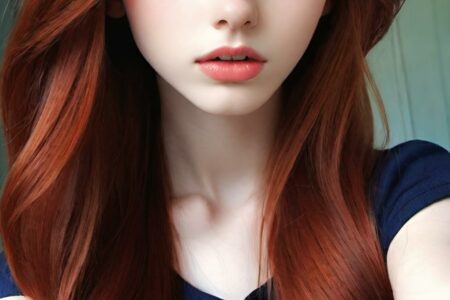 AI girl with red hair wallpaper