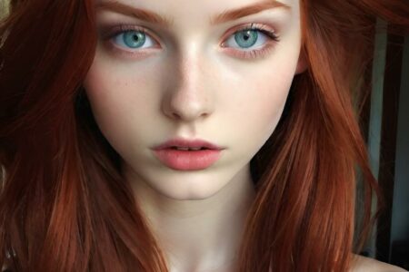 AI girl with red hair wallpaper