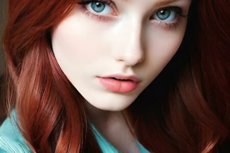 AI girl with red hair wallpaper