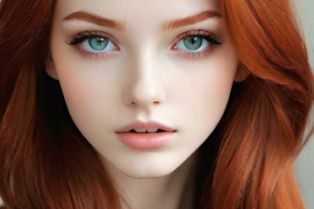 AI girl with red hair wallpaper