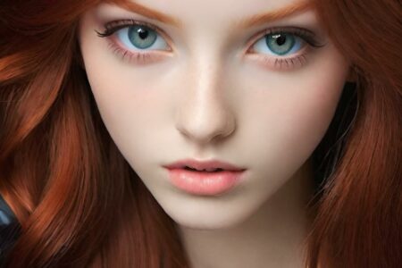 AI girl with red hair wallpaper