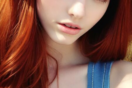 AI girl with red hair wallpaper
