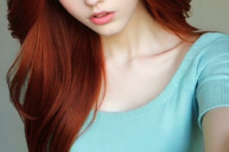 AI girl with red hair wallpaper
