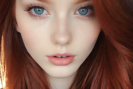 AI girl with red hair wallpaper