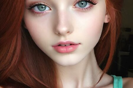 AI girl with red hair wallpaper