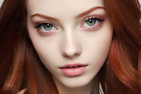 AI girl with red hair wallpaper