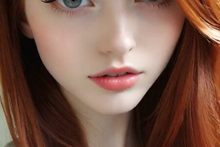 AI girl with red hair wallpaper