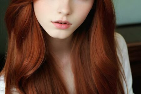 AI girl with red hair wallpaper