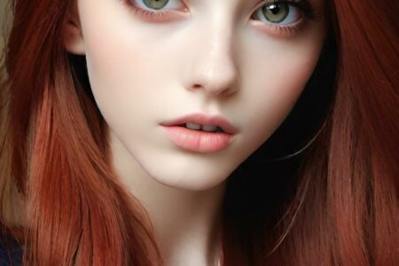 AI girl with red hair wallpaper