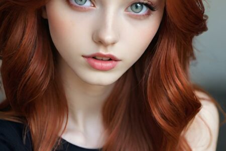 AI girl with red hair wallpaper