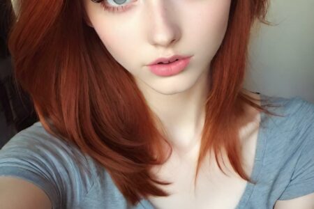 AI girl with red hair wallpaper