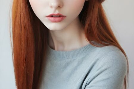 AI girl with red hair wallpaper