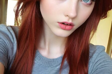 AI girl with red hair wallpaper