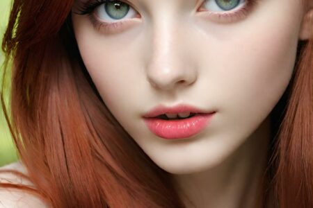 AI girl with red hair wallpaper