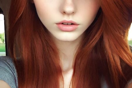 AI girl with red hair wallpaper
