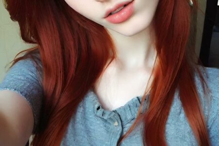 AI girl with red hair wallpaper