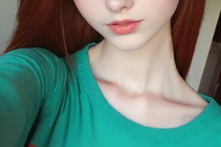 AI girl with red hair wallpaper