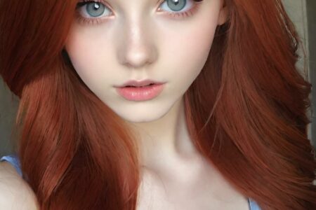 AI girl with red hair wallpaper