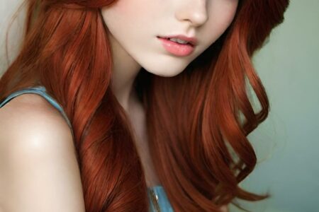 AI girl with red hair wallpaper