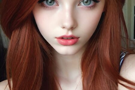 AI girl with red hair wallpaper