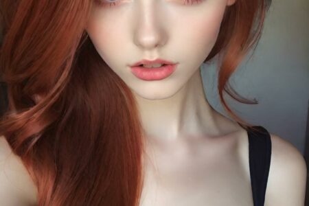 AI girl with red hair wallpaper
