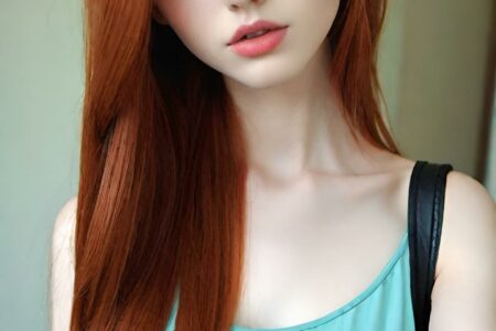 AI girl with red hair wallpaper