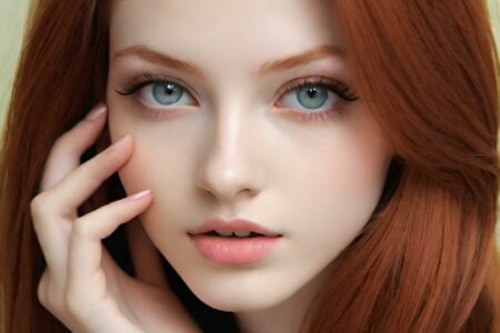 AI girl with red hair wallpaper