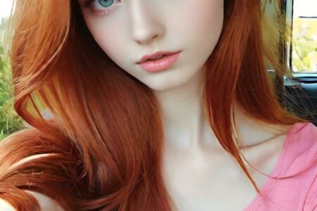 AI girl with red hair wallpaper