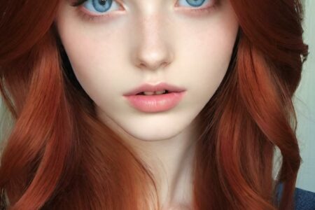 AI girl with red hair wallpaper