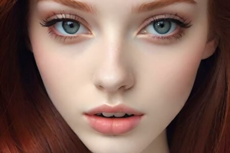 AI girl with red hair wallpaper