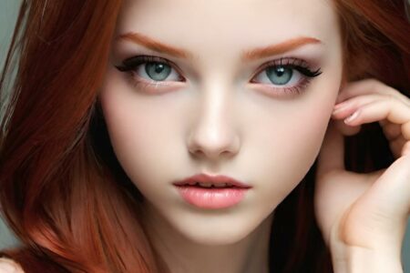 AI girl with red hair wallpaper
