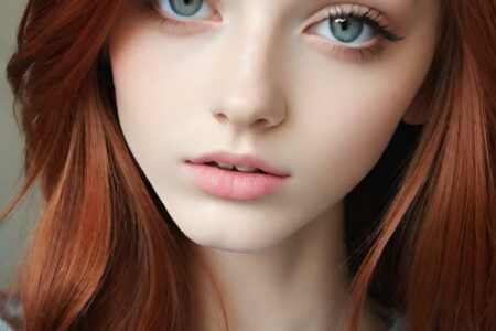 AI girl with red hair wallpaper