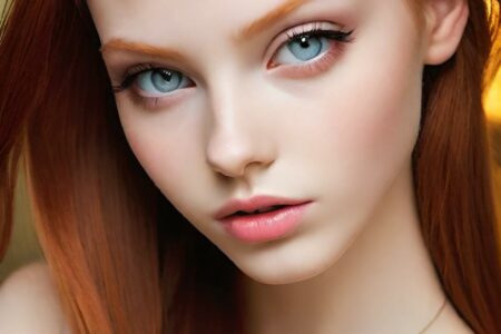 AI girl with red hair wallpaper
