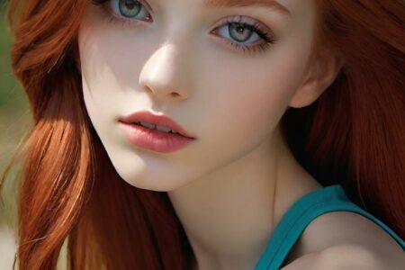 AI girl with red hair wallpaper