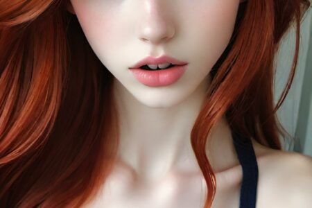 AI girl with red hair wallpaper