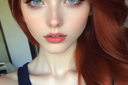 AI girl with red hair wallpaper