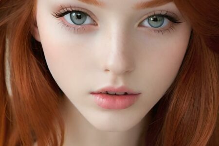 AI girl with red hair wallpaper