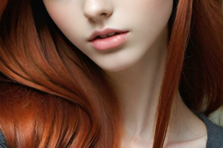 AI girl with red hair wallpaper