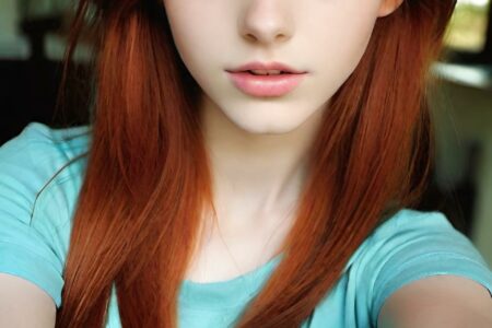 AI girl with red hair wallpaper
