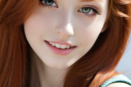 AI girl with red hair wallpaper